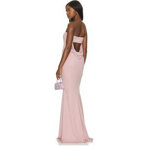 Katie May Pink Strapless Drape Back Jersey Maxi Dress Formal Sz Small NWT